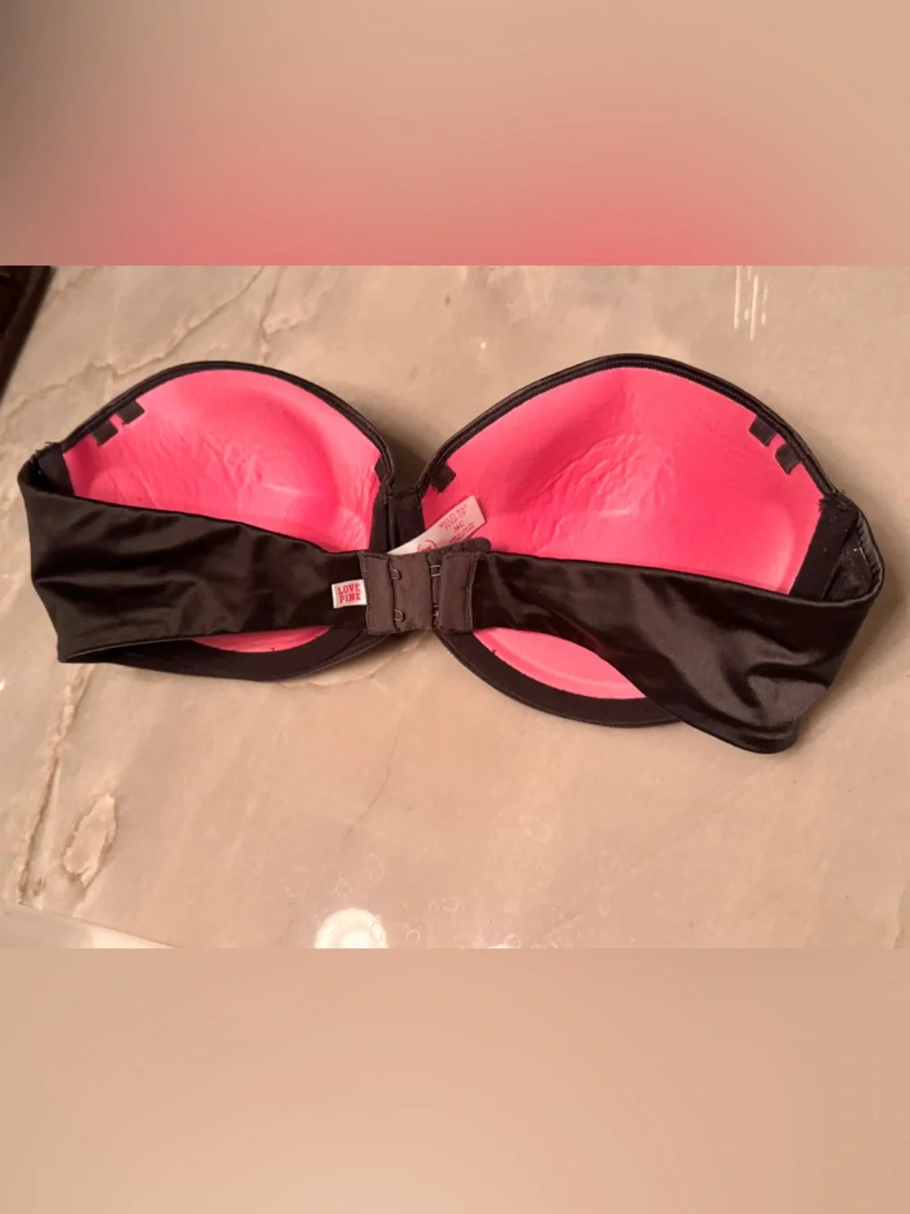 Victoria’s Secret  push-up Strapless Black Smooth Satin Bra - 36C - Picture 2 of 5